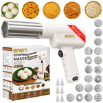 enem Electric Idiyappam Maker, Cordless Rechargeable Pasta & Noodle Maker with 24 Interchangeable Moulds, 50W Automatic Dough Press Machine, USB Rechargeable, White, with 15 Month Warranty