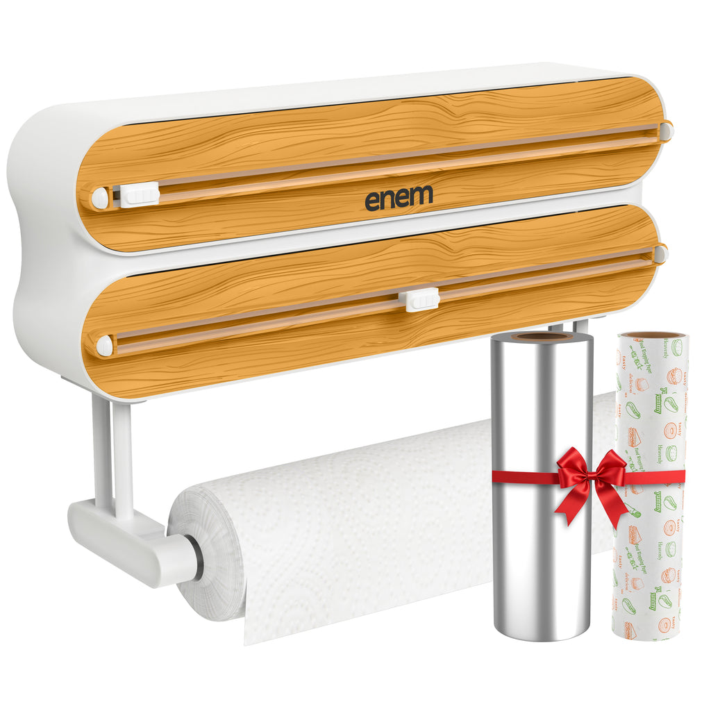 Enem 3 in 1 Cling Wrap Dispenser with Cutter, with Free Paper Foil, Butter Wrap
