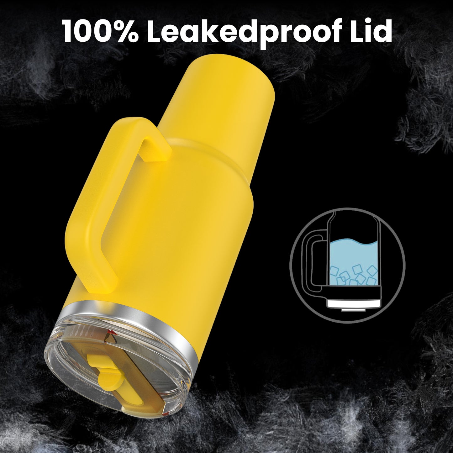 Enem Tumbler, Yellow, Tumbler with Inbuilt Straw, Sipper, with Lid Leak Proof, 1 Metal Ice Cube & 1 Copper Spring