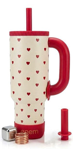 ENEM Stainless Steel Insulated Tumbler 1200ml – Travel Mug | Plugged Straw | Cupid Cream | With Accessories