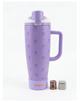 enem Lavender Knot Inbuilt Straw Tumbler with Handle, Stainless Steel Large Travel Mug, 1.2L