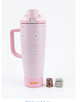 enem Sweet Floral Inbuilt Straw Tumbler with Handle, Stainless Steel Large Travel Mug, 1.2L
