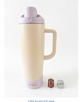 enem Vanilla Latte Inbuilt Straw Tumbler with Handle, Stainless Steel Large Travel Mug, 1.2L